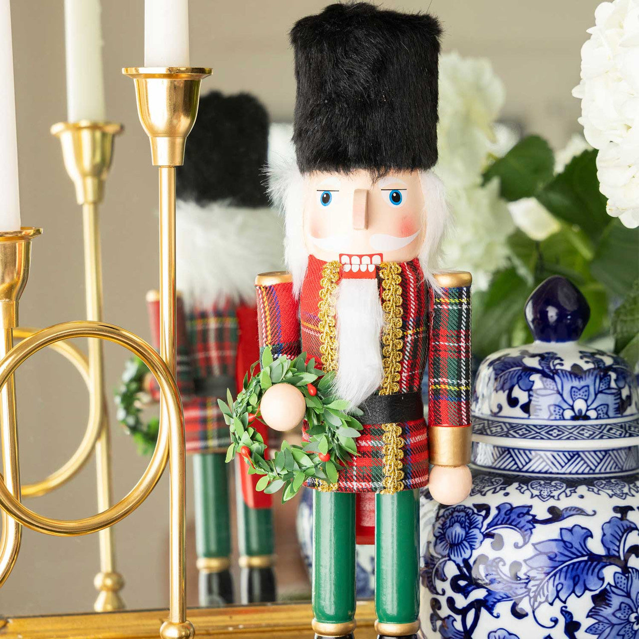 15" Christmas Tartan Plaid Nutcracker