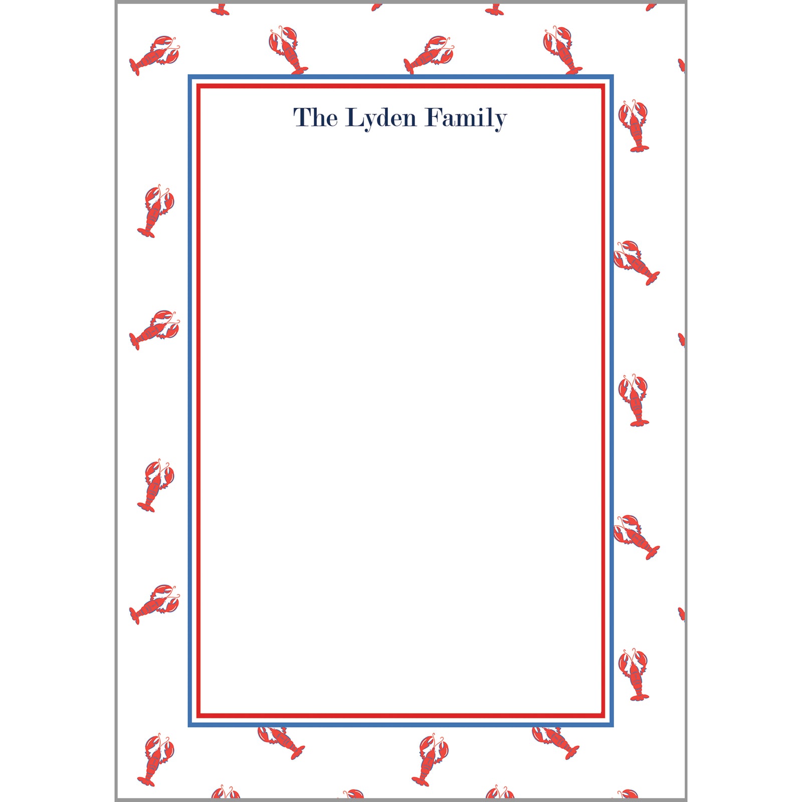 Preppy Lobsters Personalized Notepad