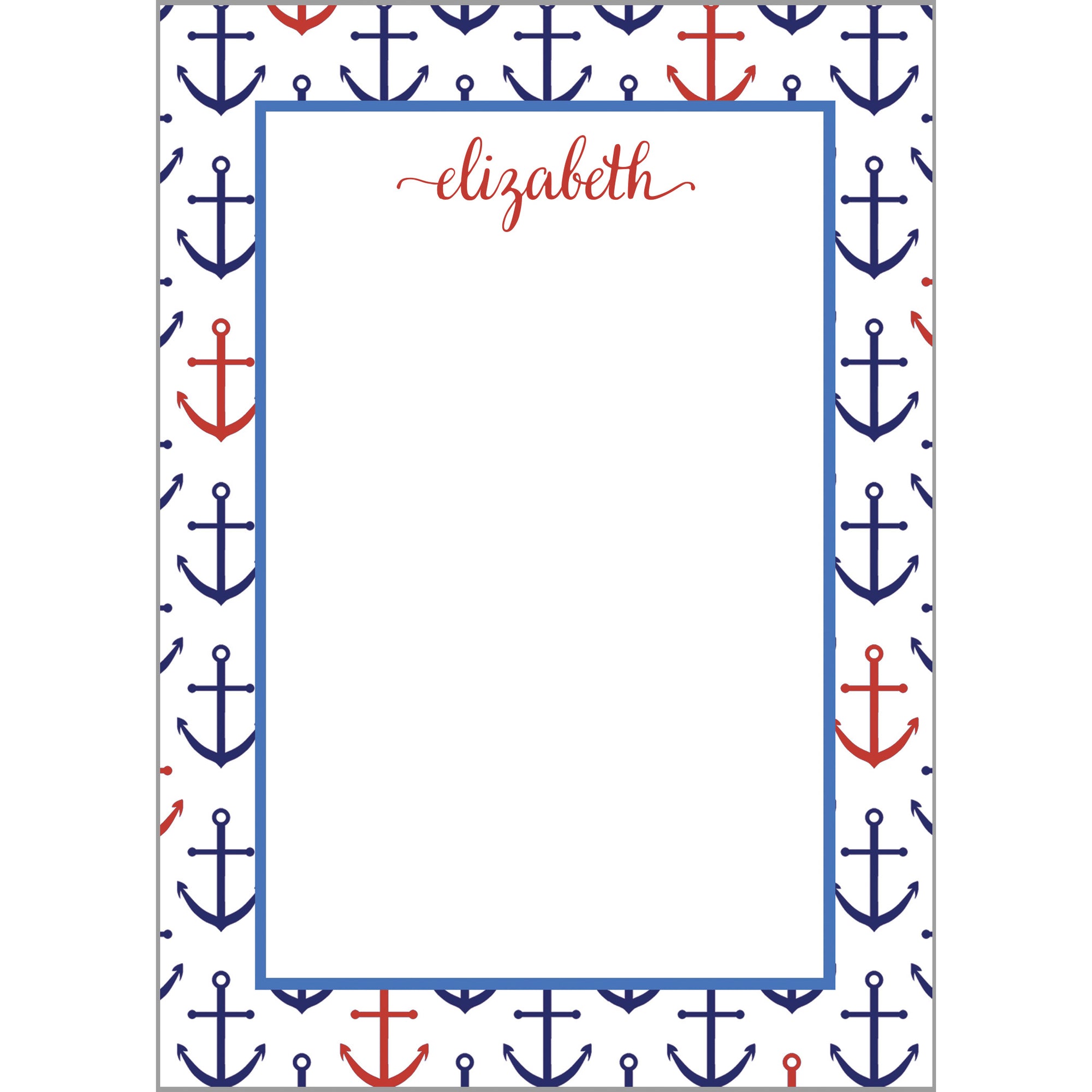 Preppy Anchor Personalized Notepad - WH Hostess Social Stationery