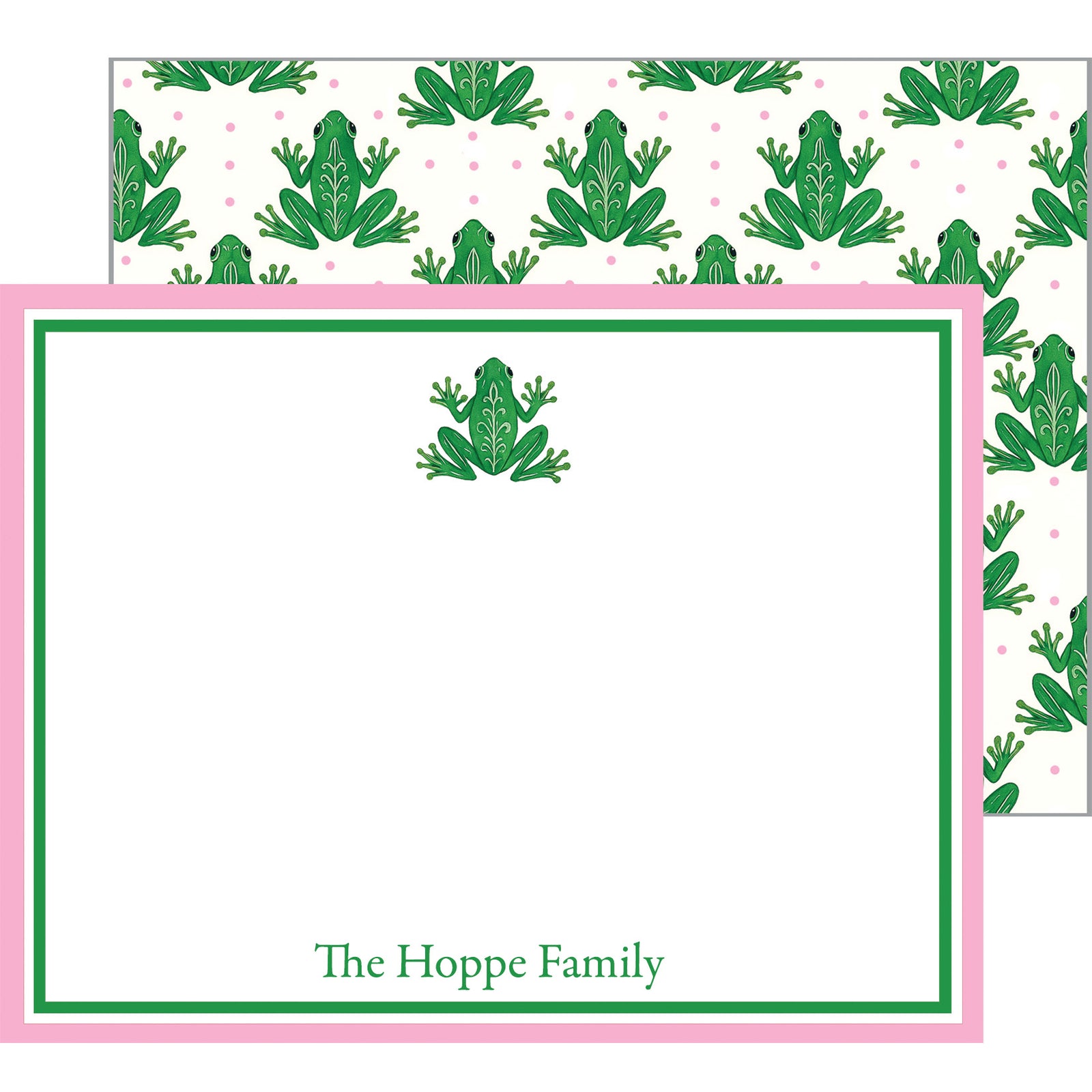 Preppy Frog Personalized Flat Notecards