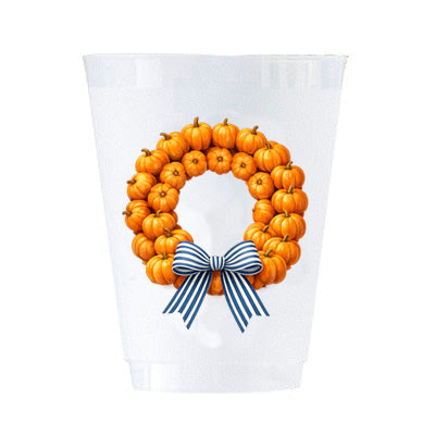 In Stock Pumpkin Wreath Shatterproof Cups | Set of 8