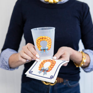 Bundle: Pumpkin Wreath Halloween Shatterproof Cups +  Cocktail Napkins