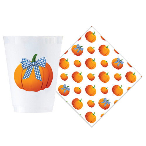 Bundle: Pumpkin Shatterproof Cups + Pumpkin Pattern Cocktail Napkins