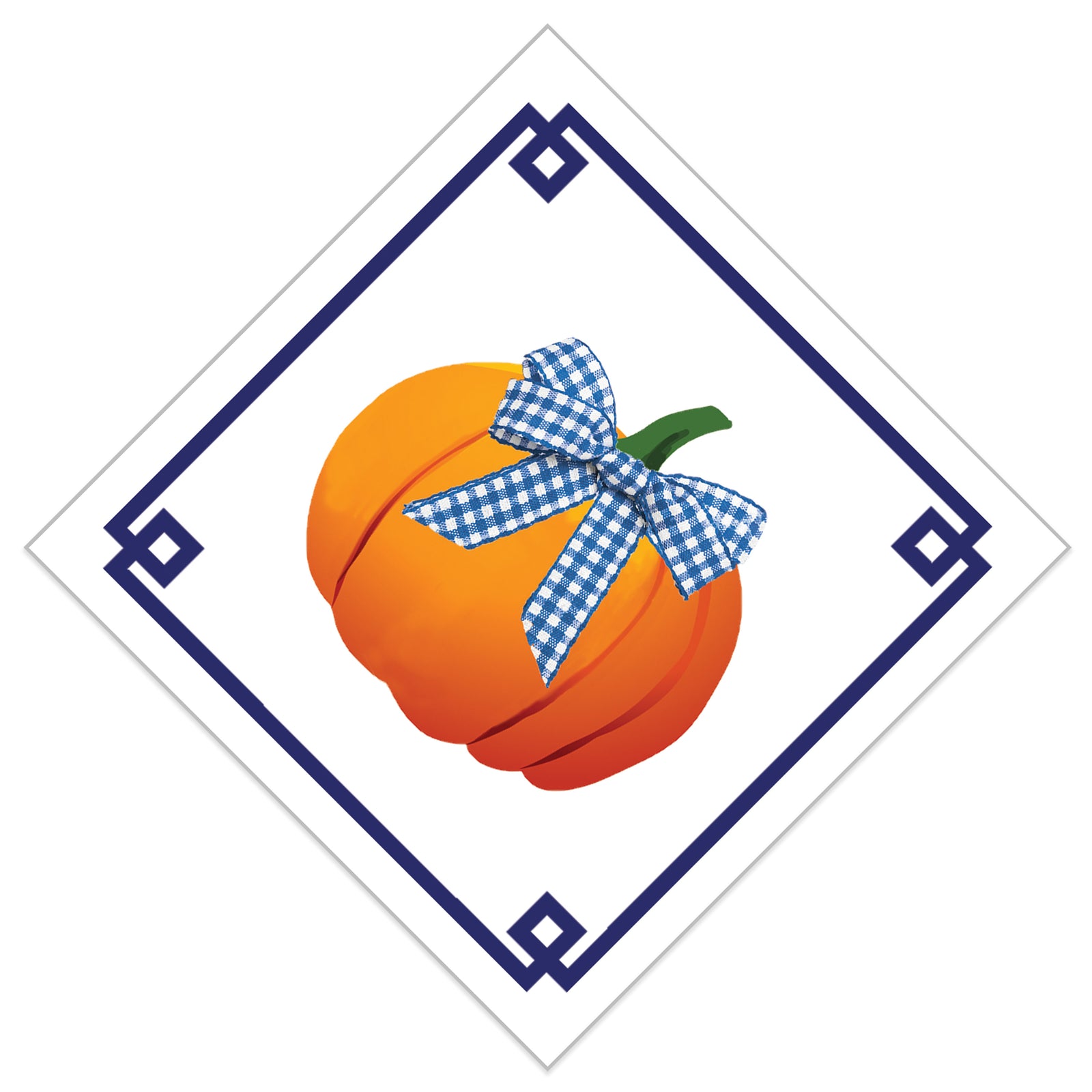 WH Paper Cocktail Napkins | Pumpkin with Gingham Bow