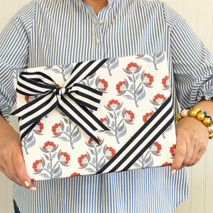 Continuous Roll Gift Wrap | Red Floral Block Print