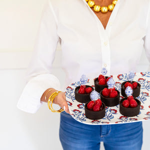 WH Serving Platter | Red Floral Block Print