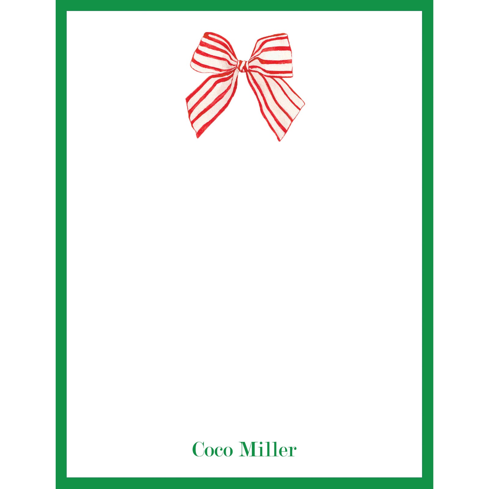 Red Striped Bow Personalized Notepad