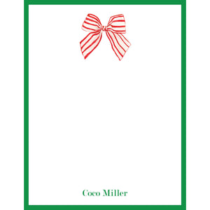 Red Striped Bow Personalized Notepad
