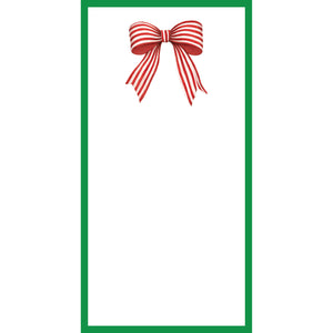 Red Striped Bow Christmas List Notepad – 4.25x8.5, 75 Pages