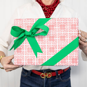 Red Bamboo Fret Continuous Roll Gift Wrap