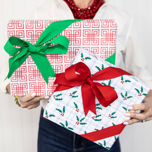 Holly Windowpane Continuous Roll Gift Wrap