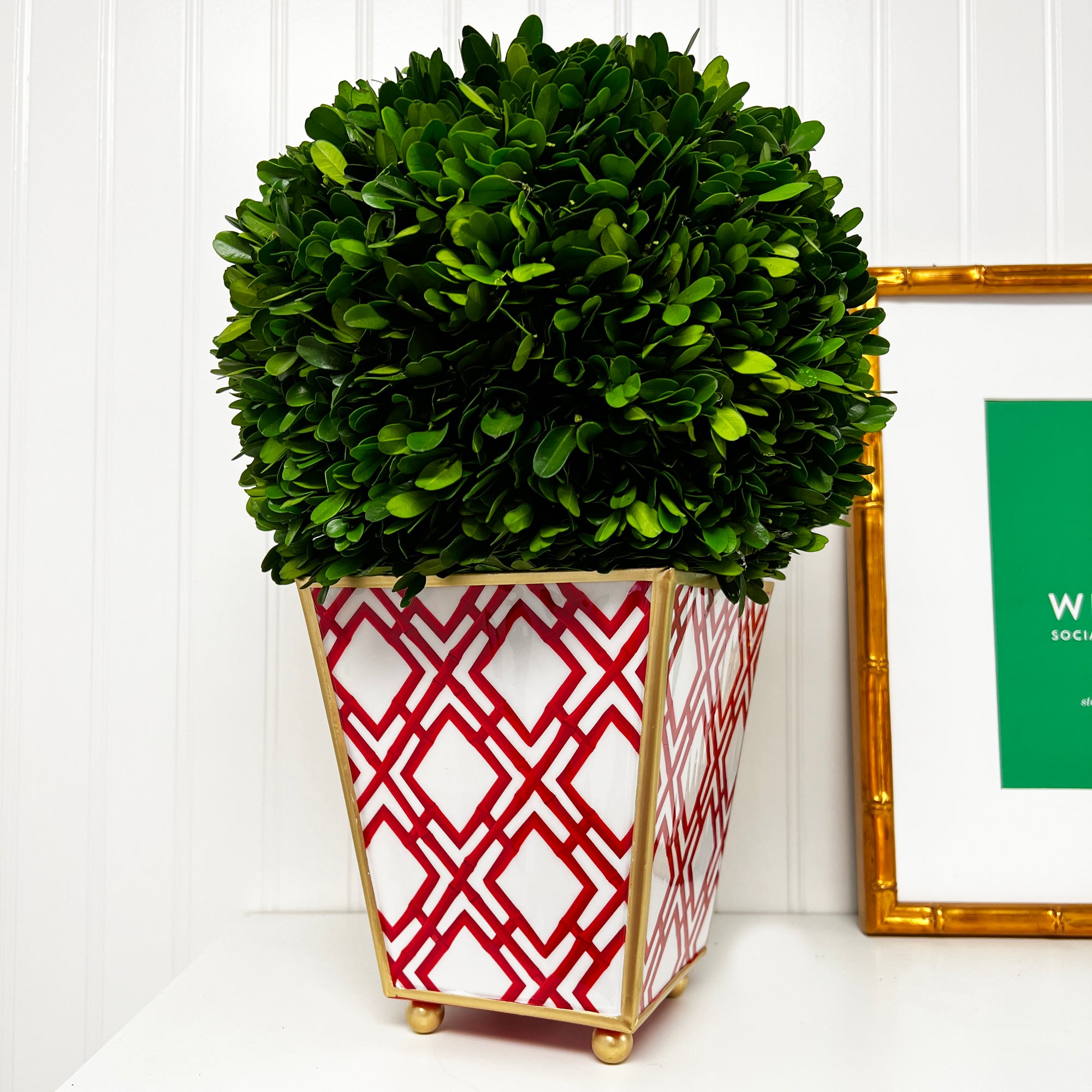 WH Hostess x Jaye's Studio: Red Bamboo Trellis 6" Cache Pot