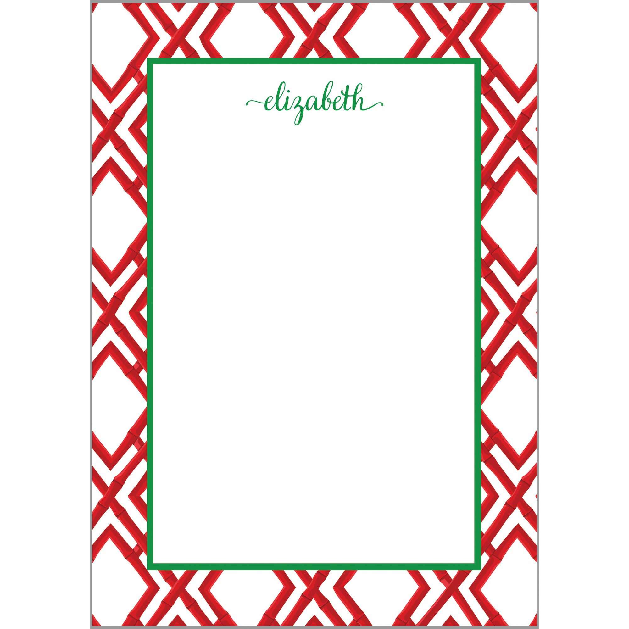 Red Bamboo Trellis Personalized Notepad