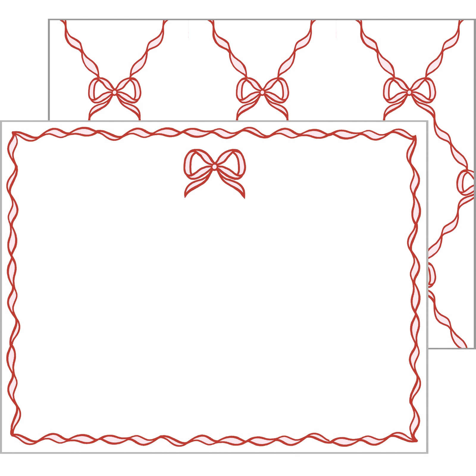 In Stock Flat Notecard Set of 10 | Red Bow Lattice
