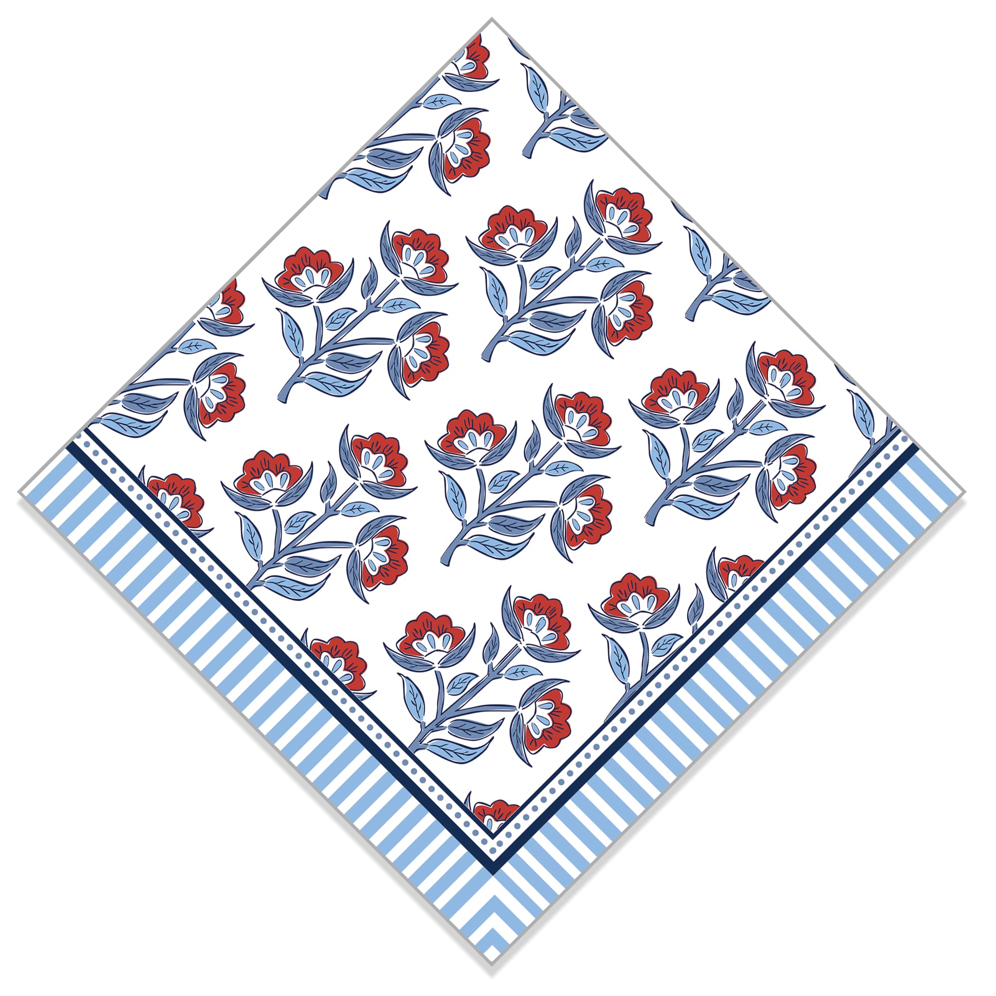 In Stock WH Paper Cocktail Napkins | Red Floral Block Print