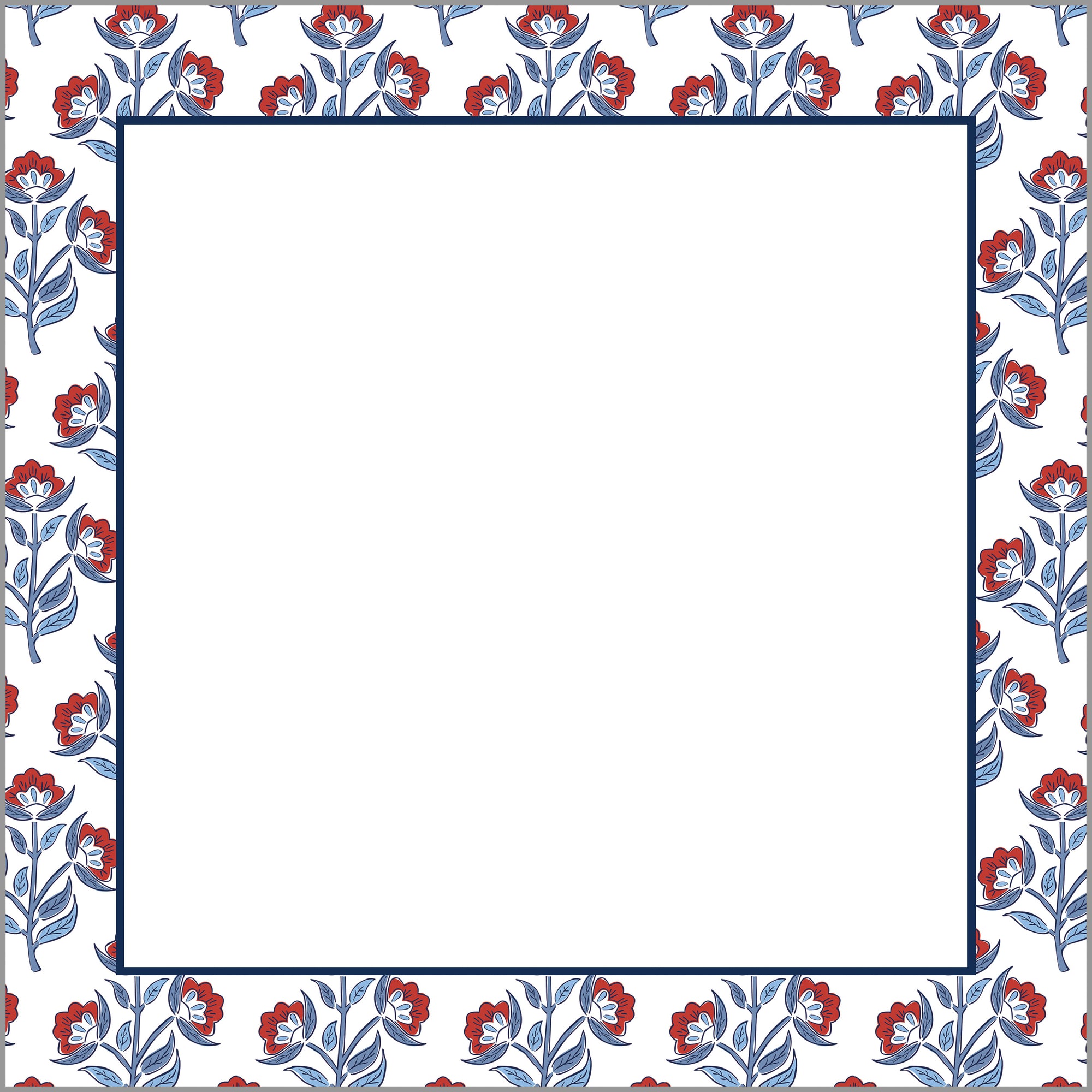 In Stock 8.5x8.5 SLAB Stock Notepad | Red Floral Block Print