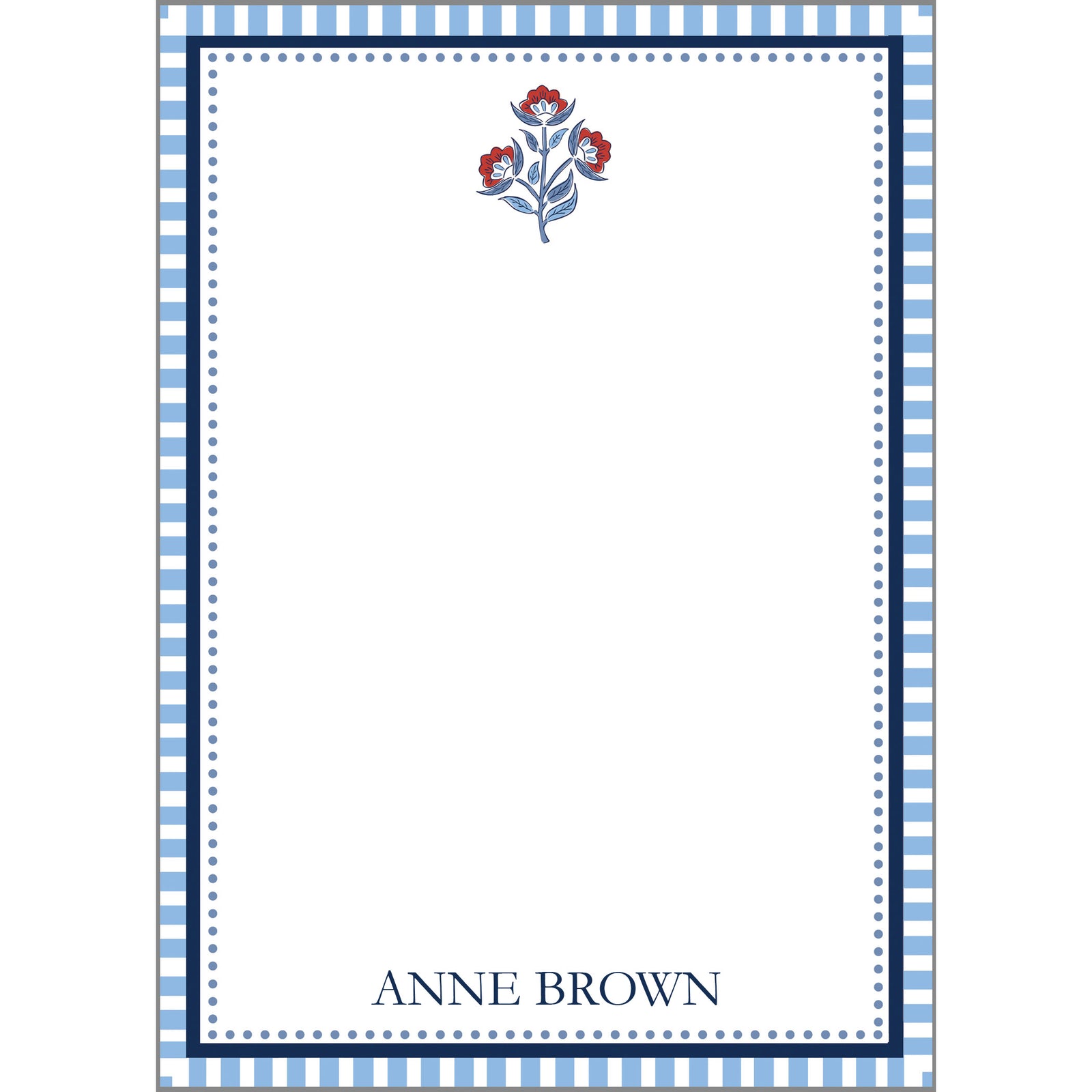 Red Floral Block Print Icon Personalized Notepad