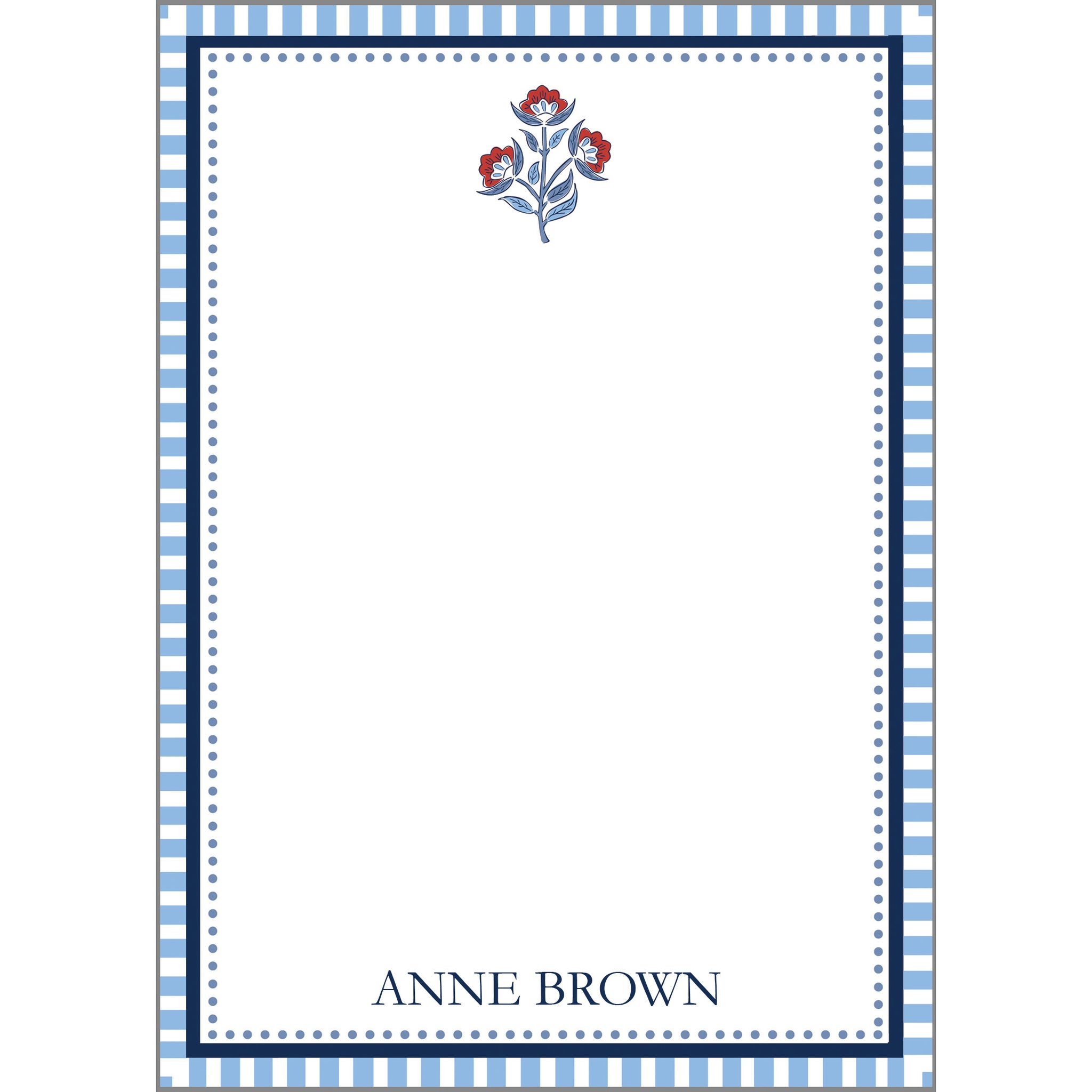Red Floral Block Print Icon Personalized Notepad - WH Hostess Social ...