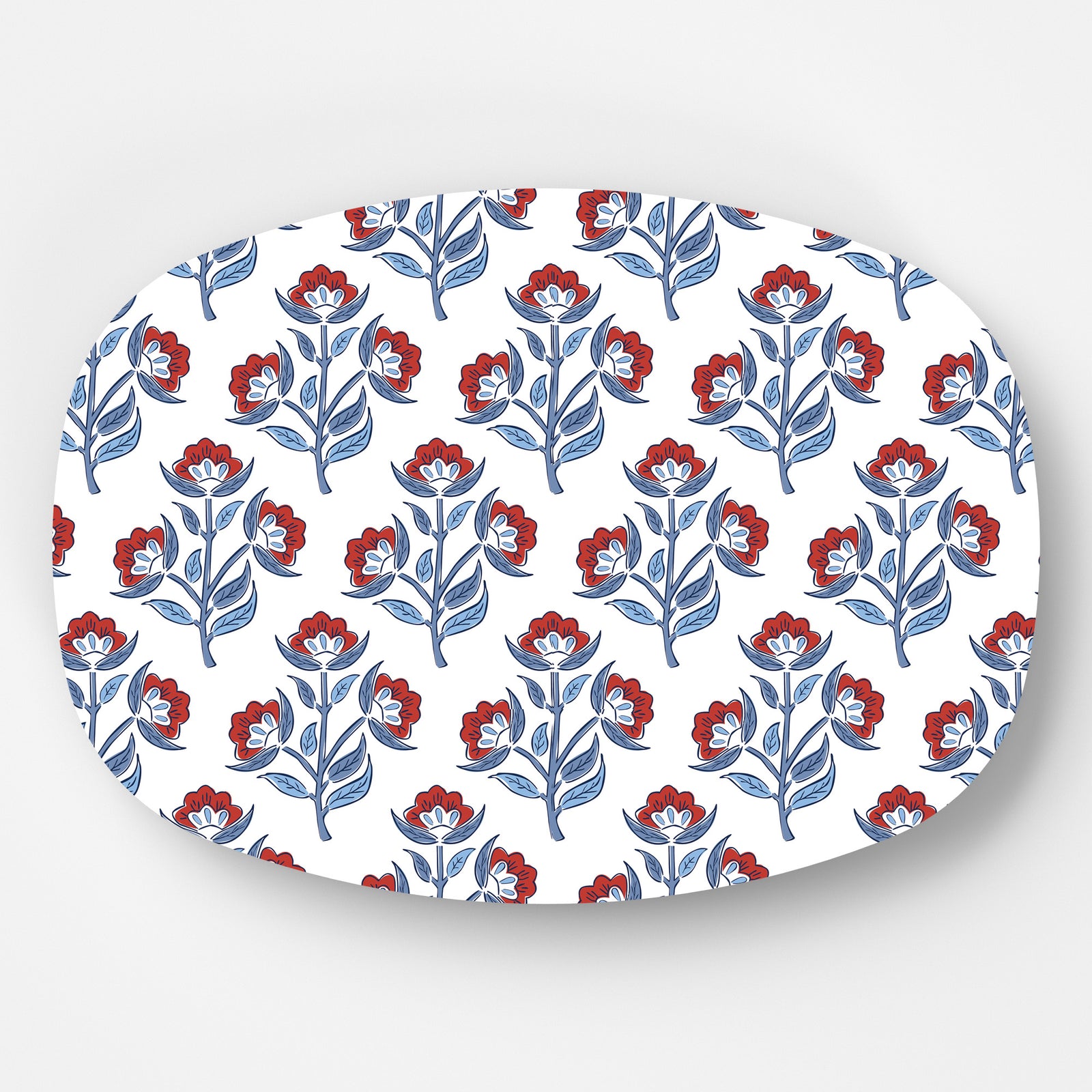 WH Serving Platter | Red Floral Block Print