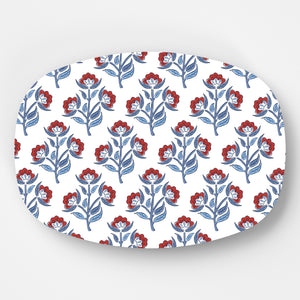 WH Serving Platter | Red Floral Block Print