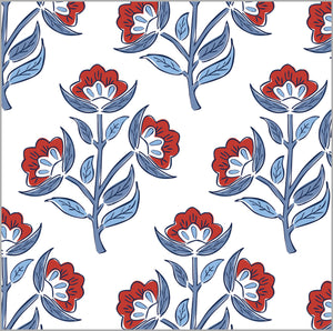 Continuous Roll Gift Wrap | Red Floral Block Print