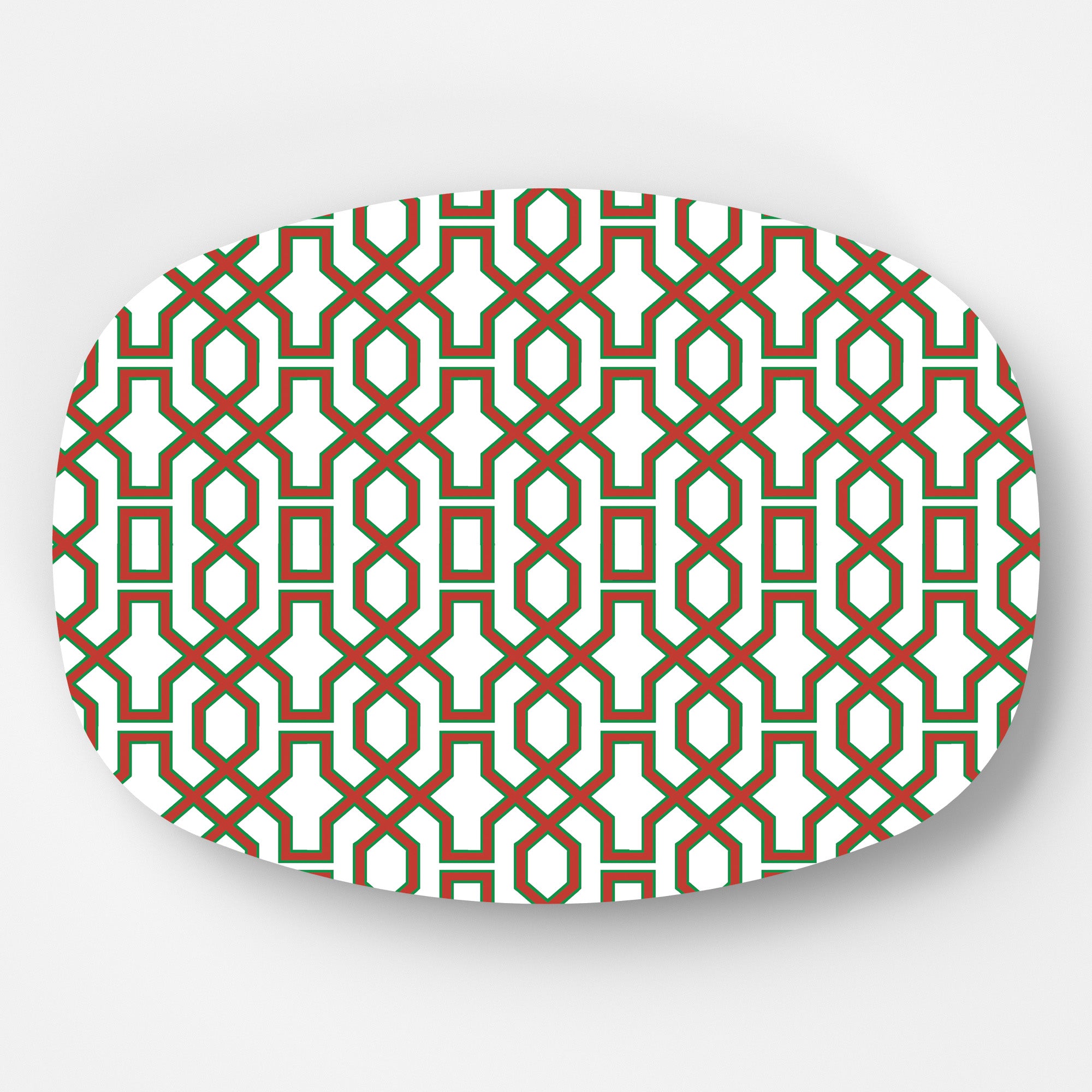 In Stock WH Serving Platter | Red + Green Trellis