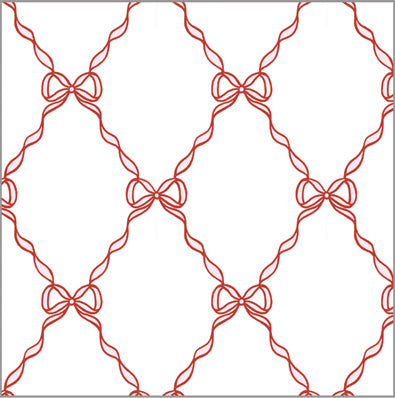 In Stock Continuous Roll Gift Wrap | Lt. Pink + Red Bow Lattice