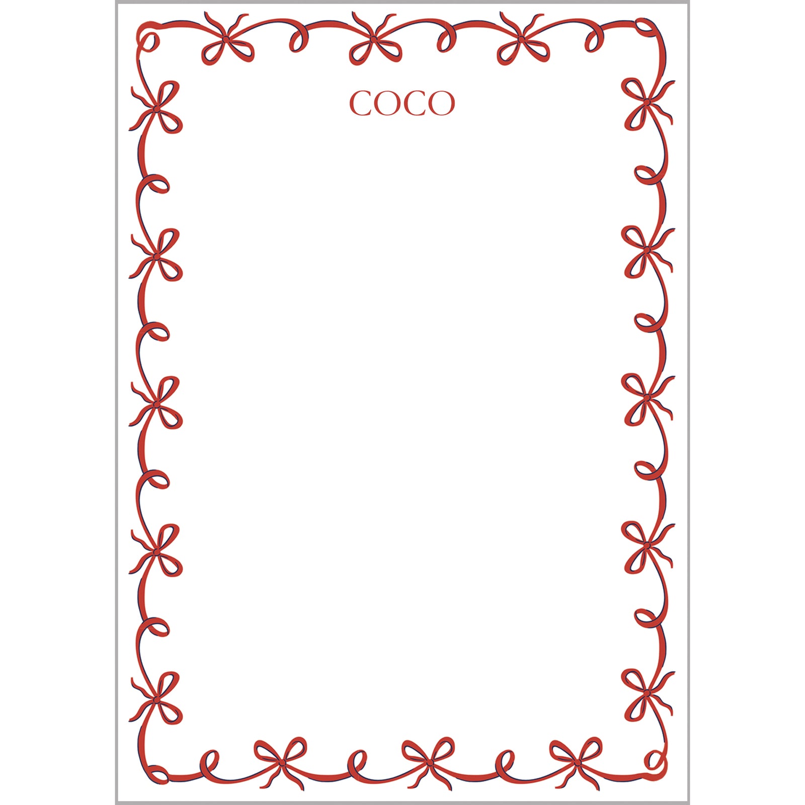 Red Bow Garland Personalized Notepad