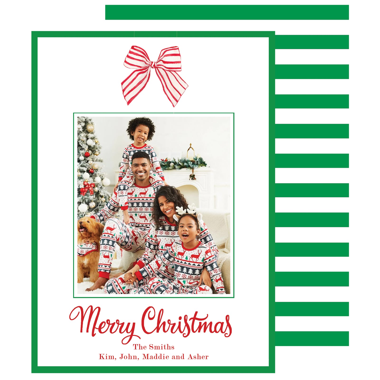 Red Stripe Bow Christmas Photo Card