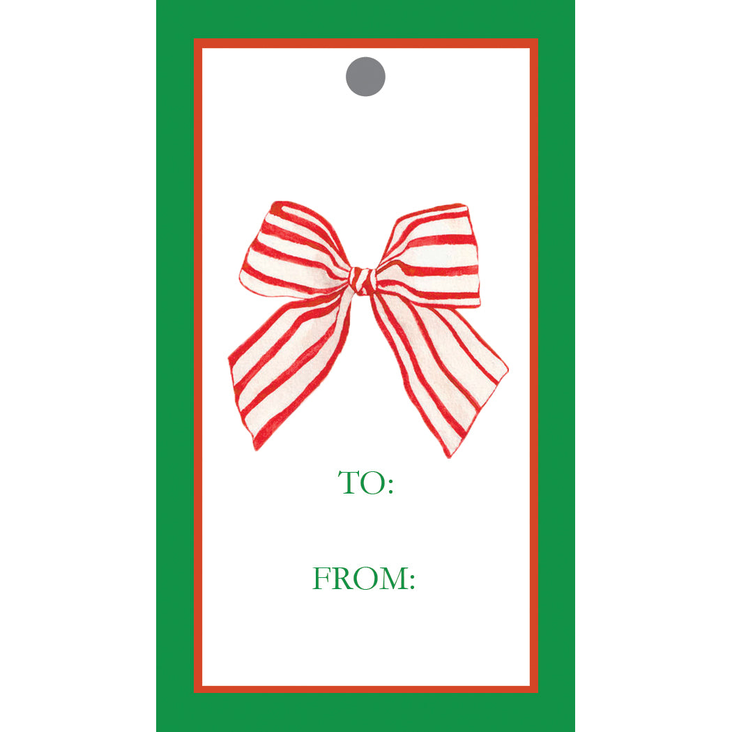 In Stock Gift Tags | Red Striped Bow