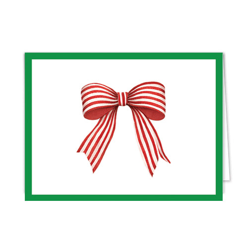 In Stock Folded Notecard Set of 10 | Red Striped Bow