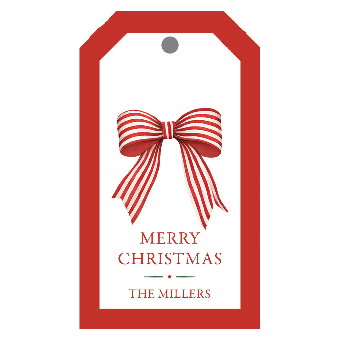 Red Striped Bow Personalized Christmas Gift Tags