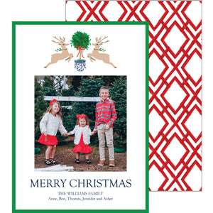 Reindeer Topiary Christmas Photo Card