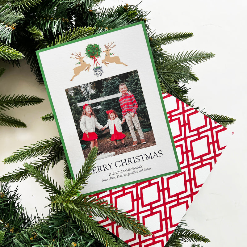 Reindeer Topiary Christmas Photo Card