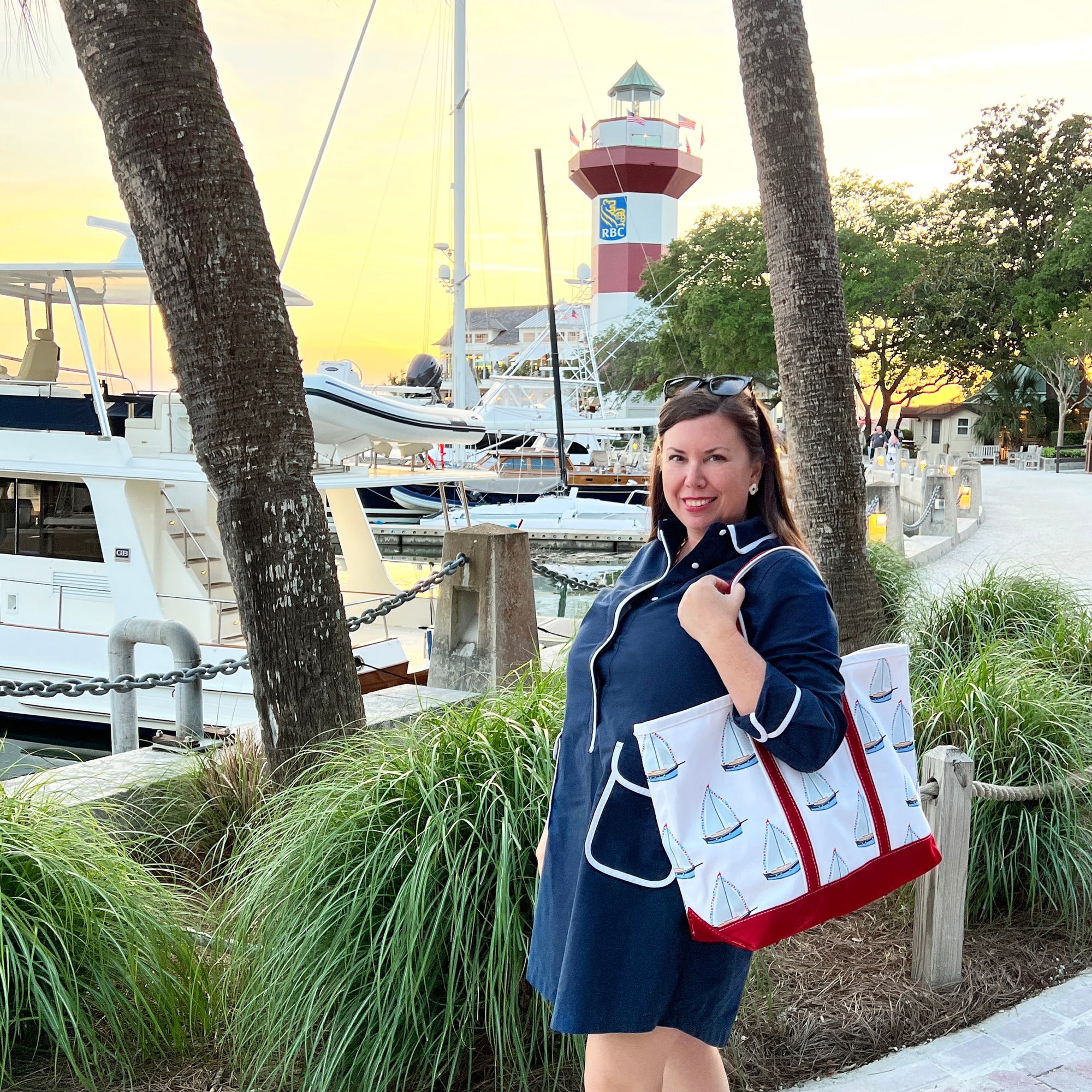Crab & Cleek x WH Hostess Canvas Tote Bag | Sailboat