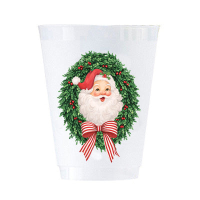 Santa Wreath Shatterproof Cups – Set of 8
