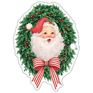 Santa Wreath Die-Cut Gift Tags – Set of 8