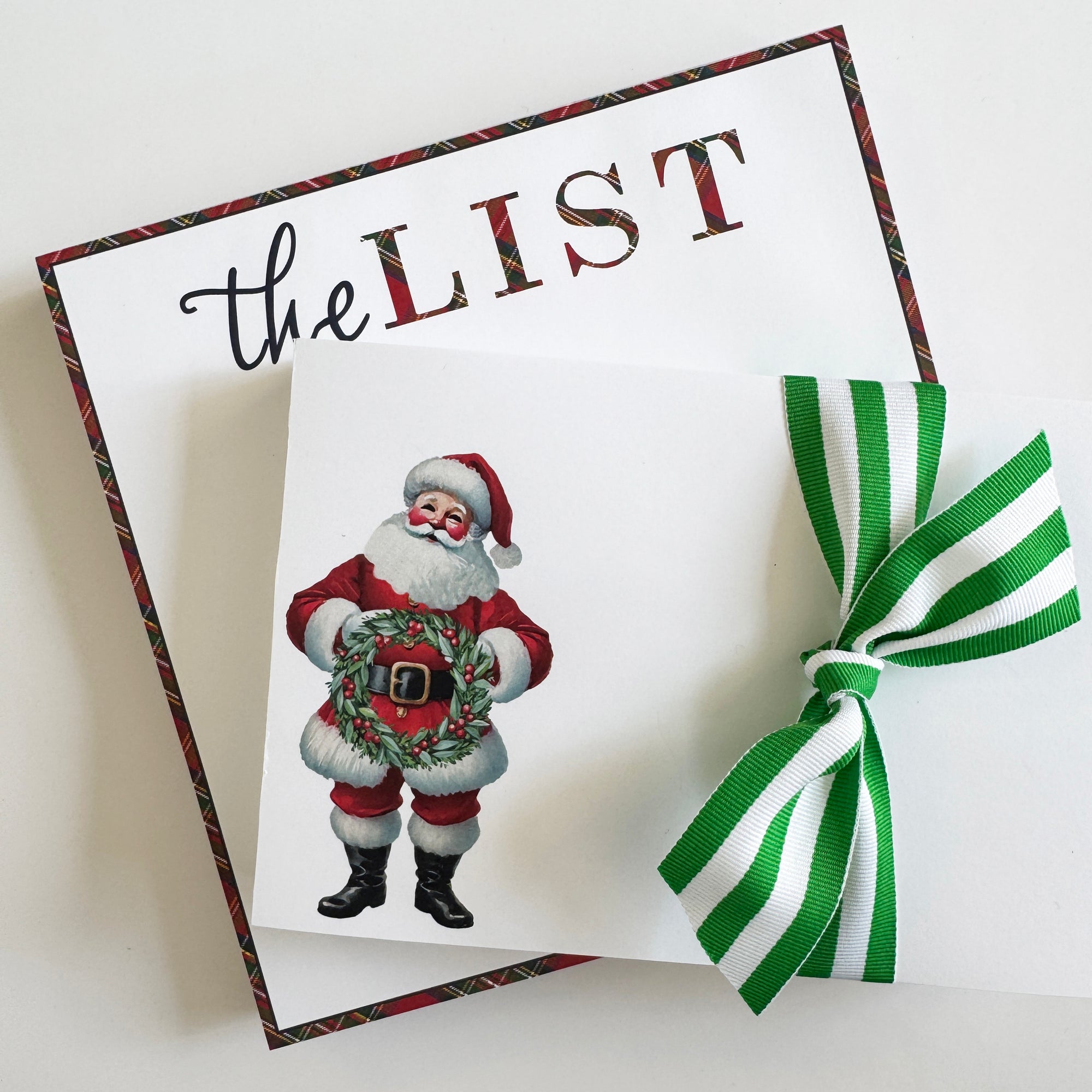 Stock Shoppe: 8.5x5.5 Santa with Wreath Slab Notepad