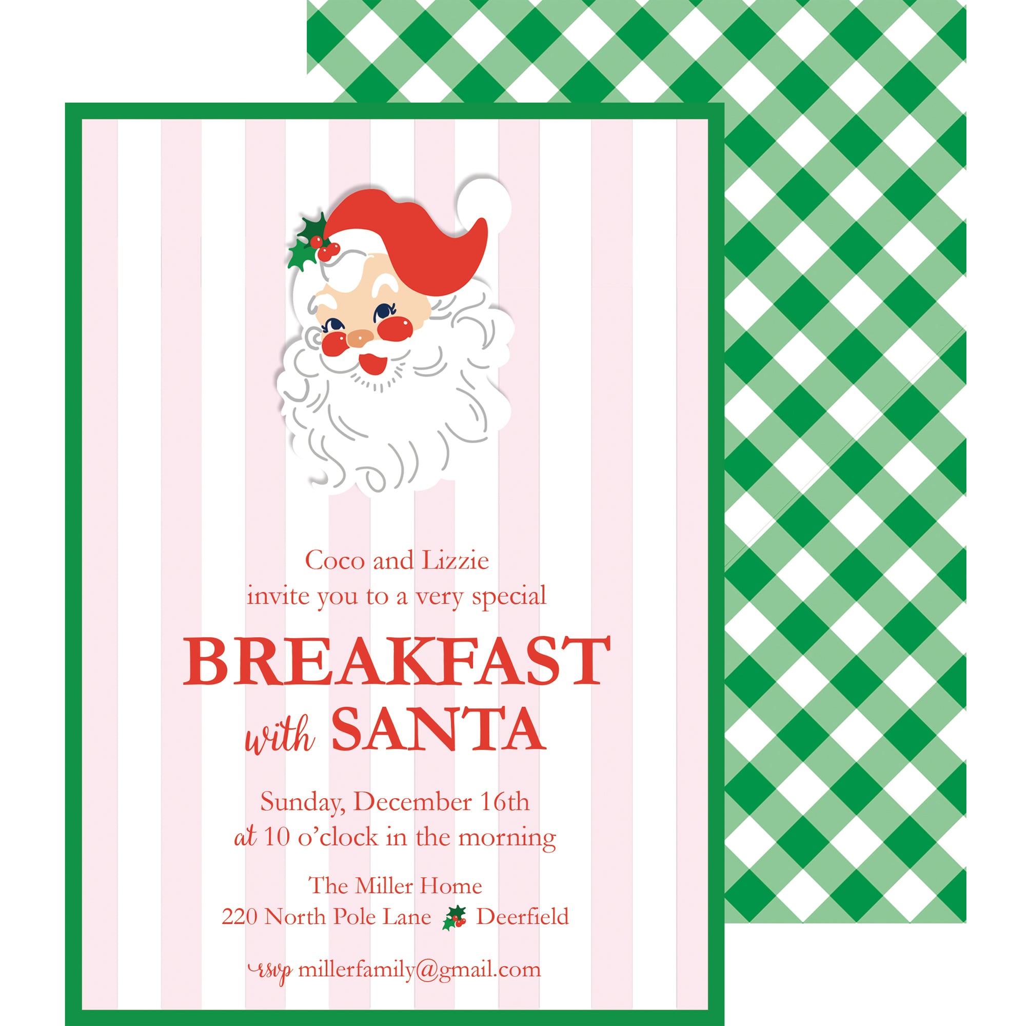 Santa Cabana Stripes Christmas Party Invitation