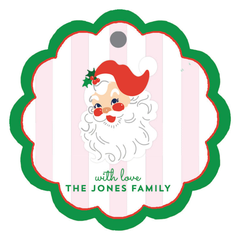 Santa Cabana Stripes Scalloped Personalized Gift Tags