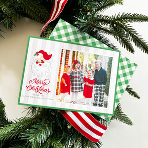 Santa Cabana Stripes Christmas Photo Card | Pink