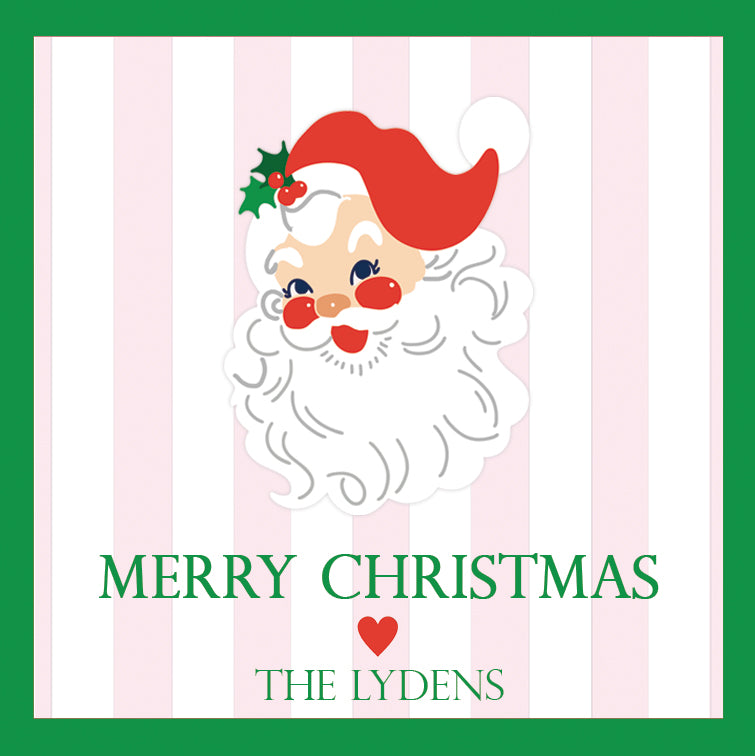 Santa Cabana Stripes Christmas Personalized Gift Sticker | Set of 24