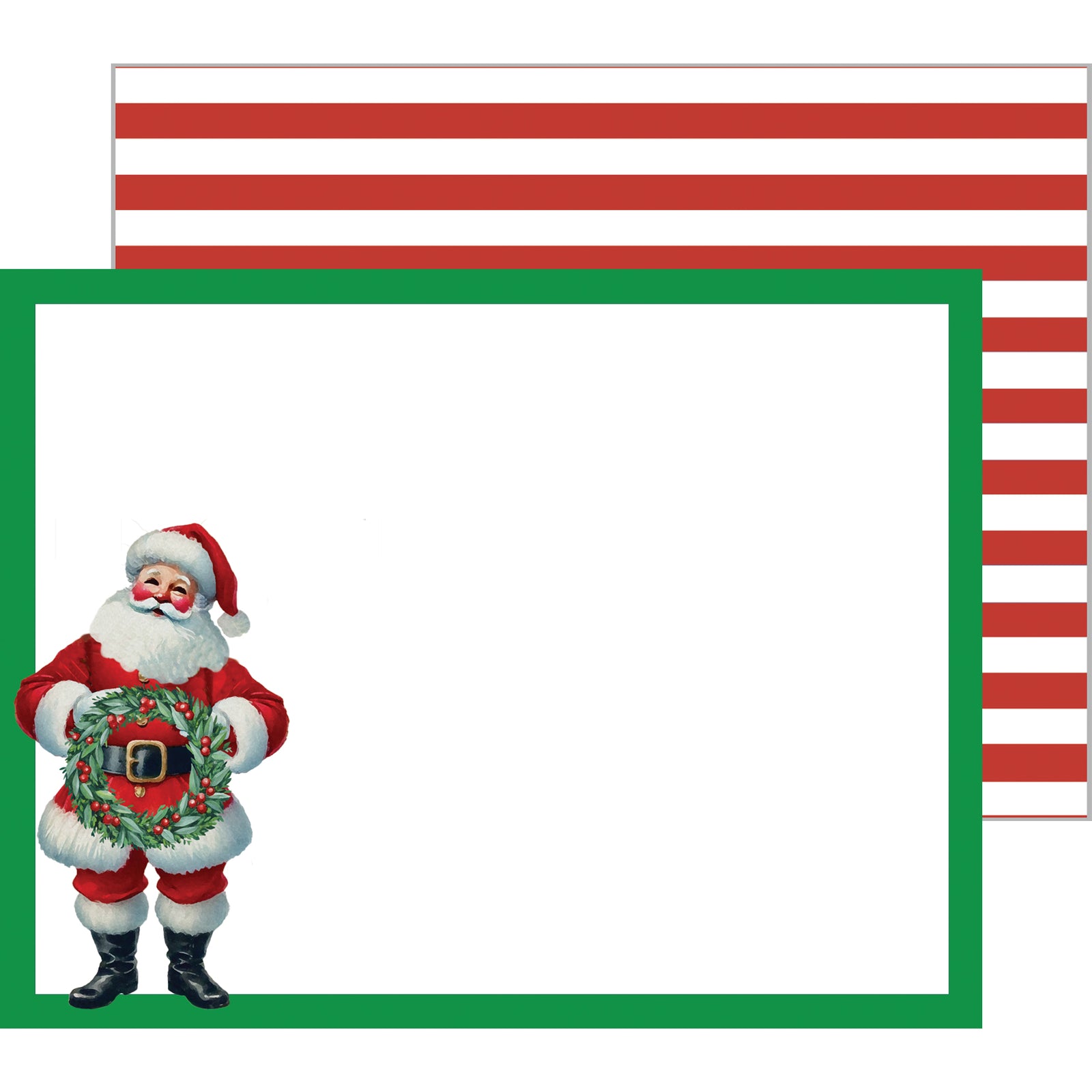 In Stock Flat Notecard Set of 10 | Santa with Wreath