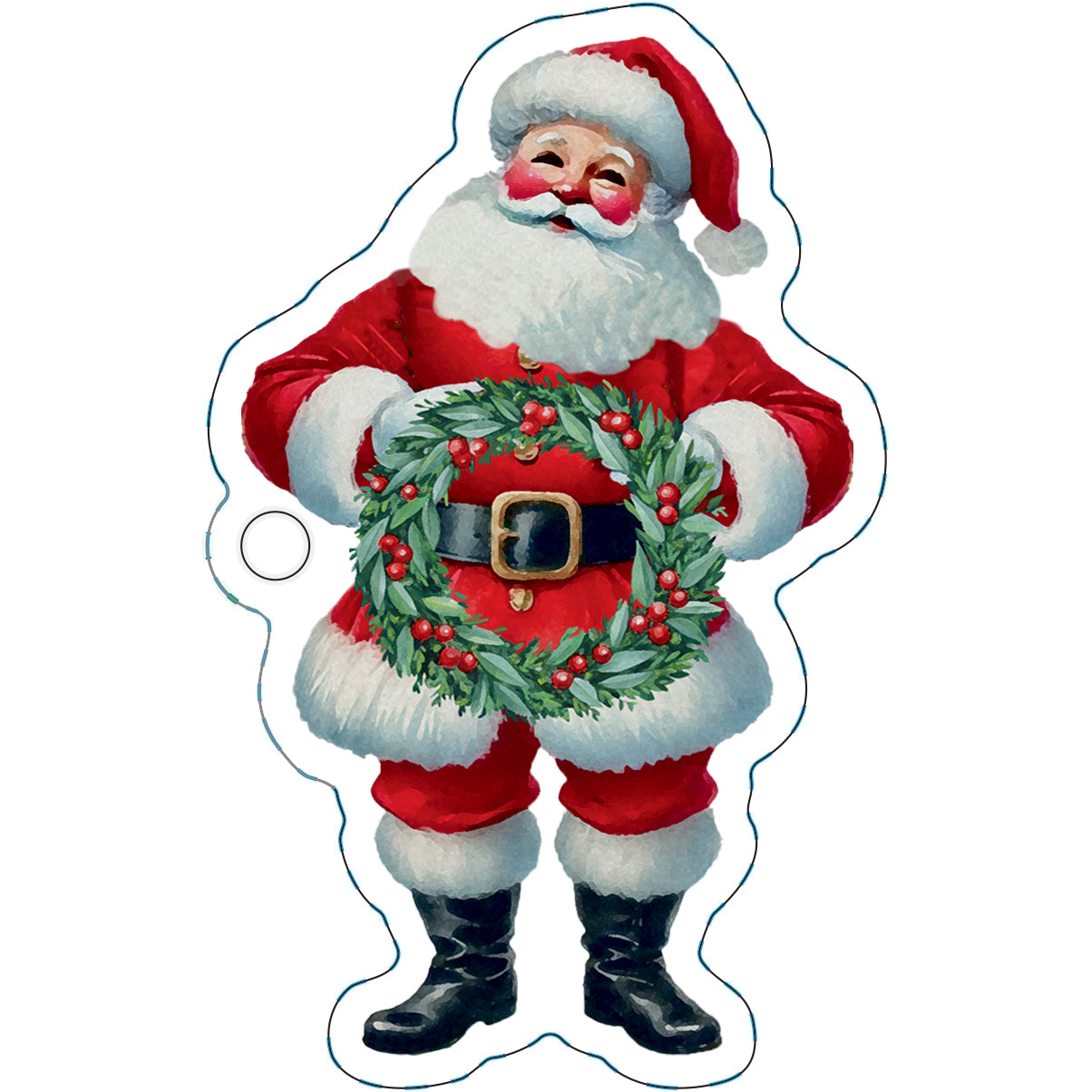 In Stock Santa with Wreath Die Cut Gift Tags