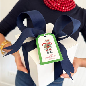Santa Claus with Christmas Wreath Personalized Gift Tags