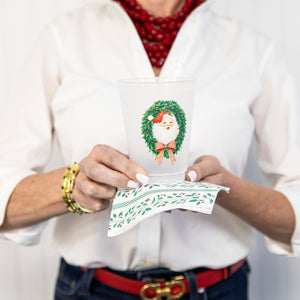 Santa Wreath Christmas Cup + Cocktail Napkin Gift Set