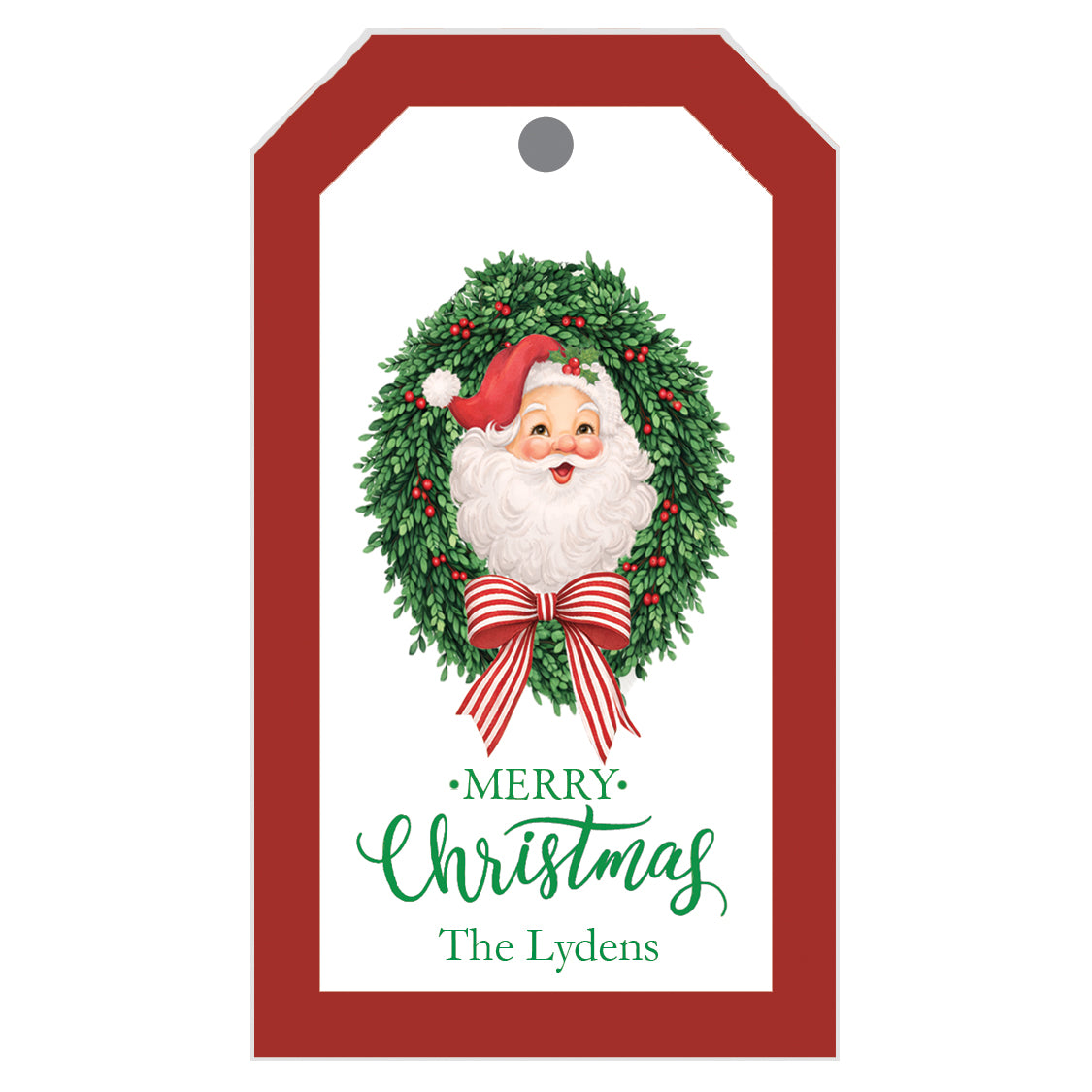 Santa Wreath Personalized Christmas Gift Tags