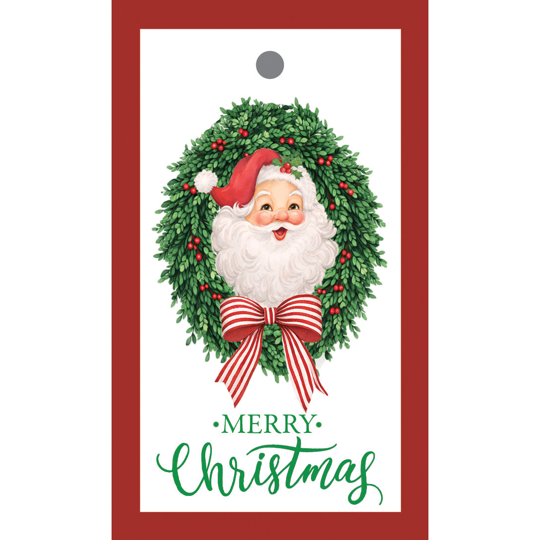 In Stock Gift Tags | Santa Claus Wreath