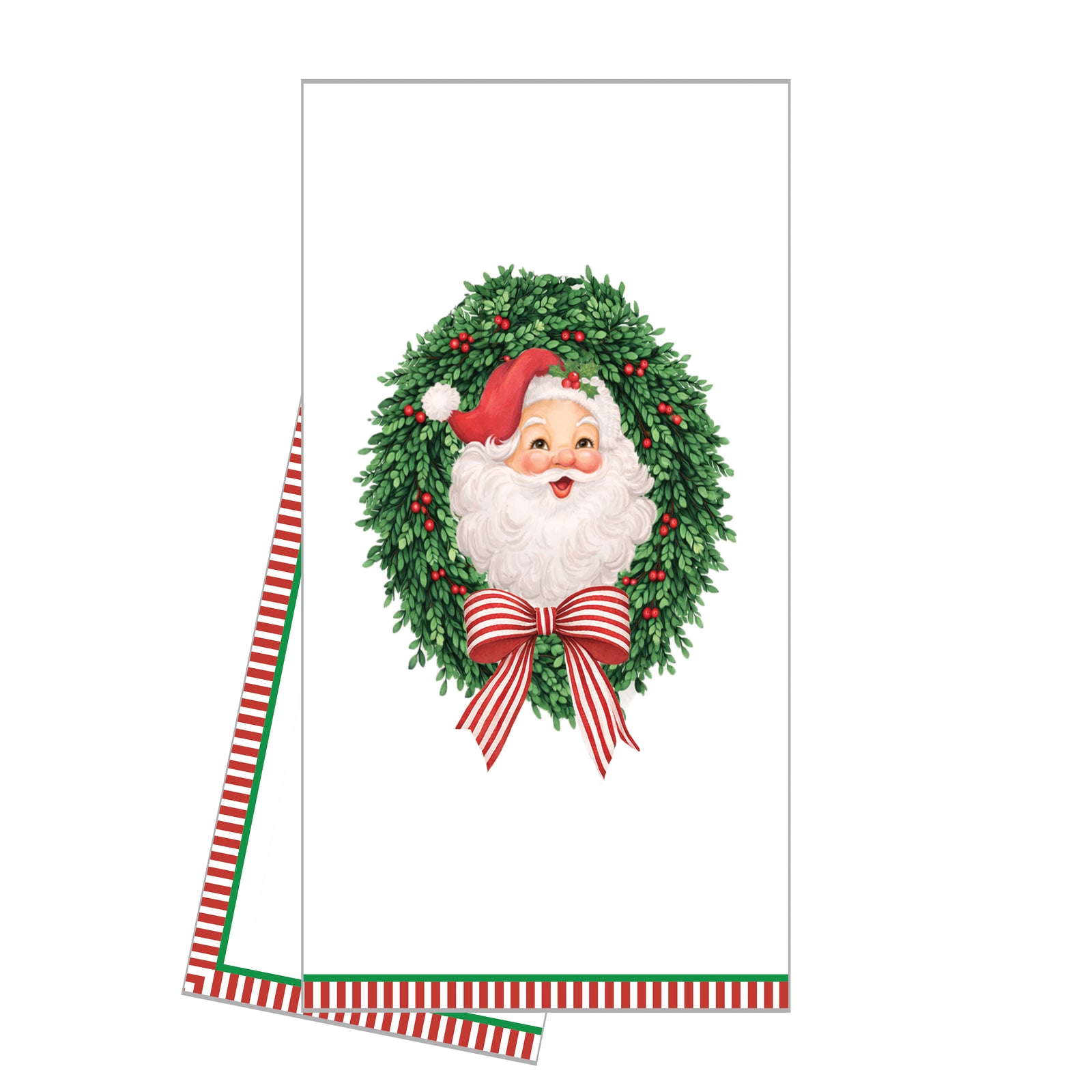WH Hostess Cotton Tea Towel | Santa Wreath