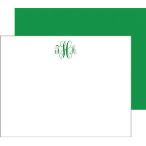 Graduation Script Monogram Personalized Flat Notecards | Select Colors